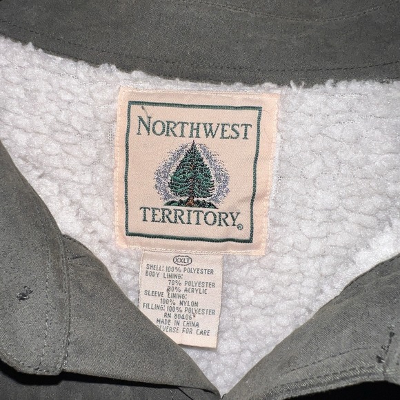 Vintage Northwest Territory Sherpa Lined Jacket Mens Green XXLT - Picture 2 of 7